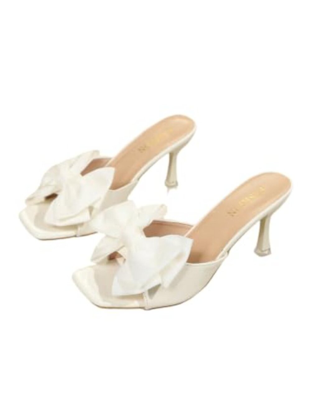 Kitten Heel Mule Sandals Bow Square Toe Slip On Dressy Heels